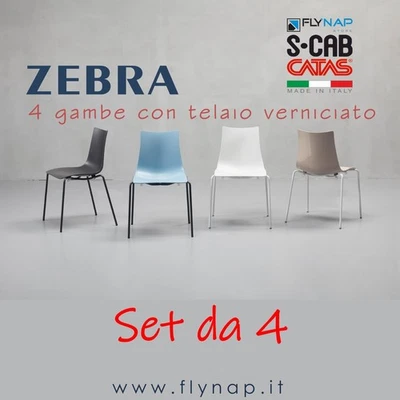 SCAB DESIGN set 4 SEDIE  SEDIA CASA CUCINA LIVING PRANZO ZEBRA TELAIO VERNICIATO - Immagine 1 di 4