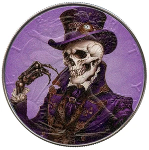 2024 American Eagle 1 oz .999 dólar de plata esqueleto Sr. John coloreo antiguo - Imagen 1 de 4