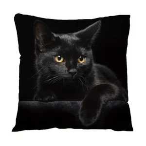 NEW 18"x18" Black Cat Throw Pillow Cover Home Decor Holiday Gift Pet Lover - Picture 1 of 2
