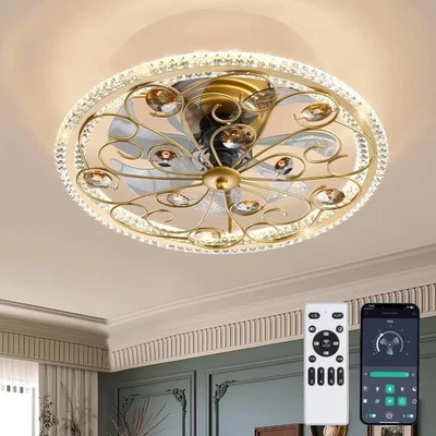 Ventiladores de techo con luces y ventilador de techo de bajo perfil enjaulado remoto para granja con... Foto 1 de 4