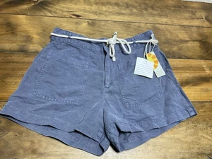 C&C California Linen Blend Shorts Cuffed Rope Belt Women's Size Medium NWT - Picture 1 of 11