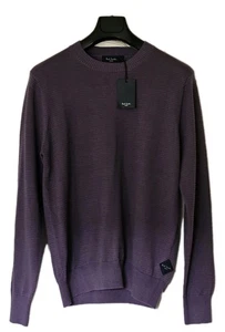 PAUL SMITH Jumper Men M Regular Fit Dusky Purple Striped Weave Cotton Blend Knit - Picture 1 of 13