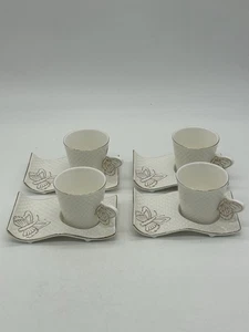 NOUR Bone China Gold Butterfly Cups & Saucers (Set of 4) - Picture 1 of 7