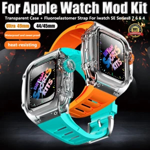 Transparent Case Fluoroelastomer Strap for Apple Watch Ultra2 MOD Kit 44/45/49MM - Picture 1 of 28