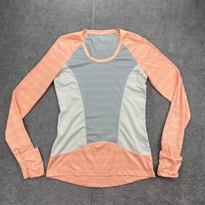 Женская футболка для бега MPG маленькая серая персиковая отделка чехлы для рук отверстие для большого пальца с длинным рукавом - Изображение 1 из 4