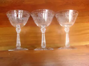 3 copas de cristal elegantes de champán Fostoria Romance grabadas de 6 OZ #6017 - Imagen 1 de 17
