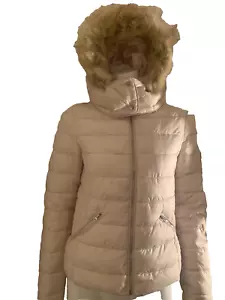 Zara Trafaluc Mujer Invierno Puffer Chaqueta Piel Sintética Sudadera con Capucha Color Beige Talla XS - Imagen 1 de 11