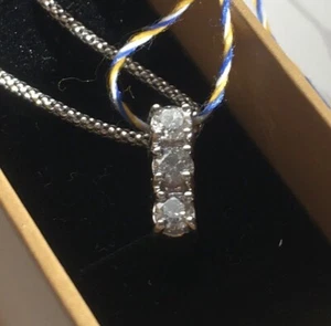NWT 14k 19” White gold chain with 3 diamond pendant 0.399 4/5 Ct Minimalistic - Picture 1 of 13