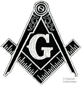 SCHWARZER FREIMAURER PATCH BESTICKT AUFBÜGLER LOGO Freimaurer Freemason QUADRAT KOMPASS NEU - Bild 1 von 1