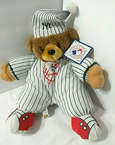 MLB Plush Bedtime Bear NEW YORK YANKEES Childrens Stuffie Vtg Good Stuff Tags Cover