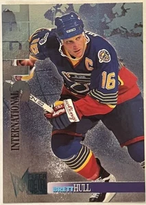 1995-96 FLEER METAL @ INTERNATIONAL STEEL #8 BRETT HULL ST. LOUIS BLUES USA HOF - Picture 1 of 2