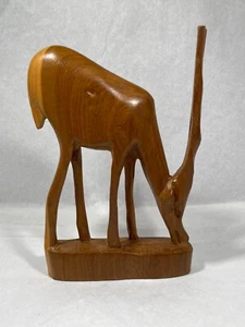 Kenyan Teak Antelope Hand Carved Wildlife Sculpture African Safari Wood Art - Picture 1 of 5