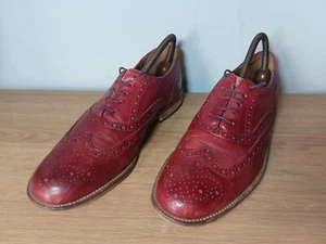 BERTIE Leather Wingtip Brogues Men’s Shoes Burgundy Size UK 8 Good condition - Picture 1 of 14