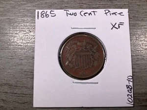 1865 Two Cent Piece XF Condition US Civil War Era Copper Coin 102023 10 - Picture 1 of 4