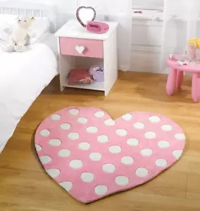 Polka Heart Kids / Childrens Play Rug 90x90cm - Picture 1 of 5