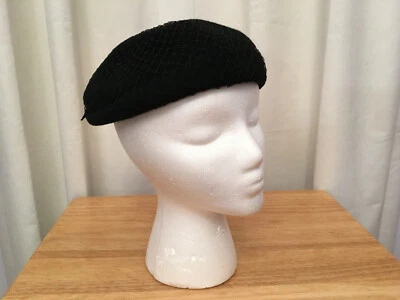 Henry Pollak New York Women's Vintage Black Wool Netted Glenover Hat, One Size - Image 1 of 4