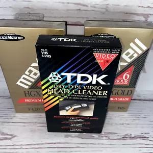 TDK Video Head Cleaner and Maxell HGX-Gold VHS Bundle - Picture 1 of 5