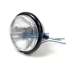 Bates Style 5.75 Satin Black Side Mount Headlight Blue Dot Chopper 5-3/4 - Picture 1 of 4