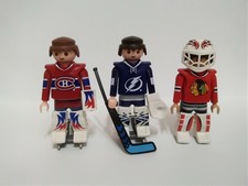 Playmobil Figures 3 NHL icehockey goalies Canadians Tampa Bay Chicago Black (m) 