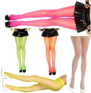 Collant collant con rete da pesca rosa neon verde giallo rosso bianco neon abito da festa - Foto 1 di 11