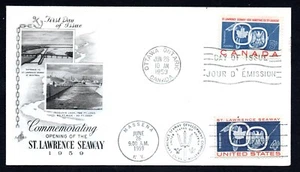 Canadá #387 1959 y Estados Unidos #1131 doble edición en la misma portada Art Craft - Imagen 1 de 2