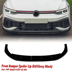 Front Bumper Lower Spoiler Splitter Lip Kit For VW Golf MK8 R GTI CS Black - Picture 1 of 15