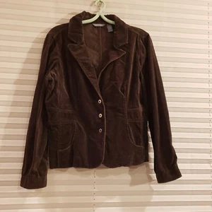 Hillard & Hanson Casual brown  corduroy jacket size Lg feminine lightweight - Picture 1 of 5