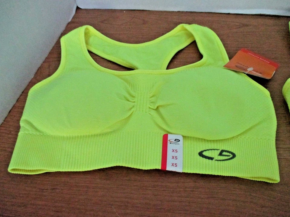 CHAMPION~Yellow Medium Support DUO DRY Seamless SPORTS BRA~Women's XS~NWT - Изображение 1 из 3
