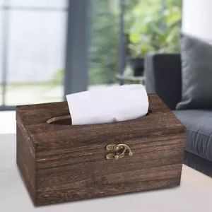 1Pc Wooden Retro Tissue Box Paper Napkin Holder Case Home Car Decor #1 - Picture 1 of 12
