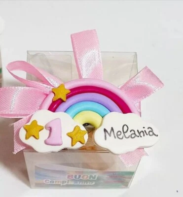 20 Pezzi bomboniera bimba arcobaleno primo compleanno calamita numero uno  - Image 1 of 2