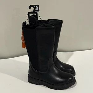 Wonder Nation Black Tall Boots Shoes Ribbed Zip Closure Toddler Girl 10 NWT NEW - Picture 1 of 14