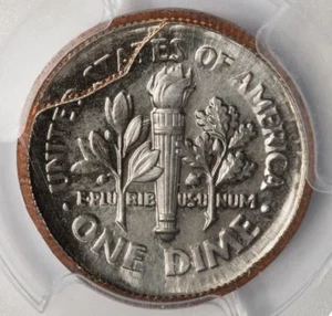 1999 PCGS MS64 Retained Detached Reeding Broadstruck Double Struck Dime Error - Picture 1 of 4