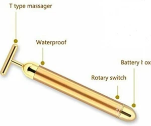 Gold Beauty Bar Derma Facial Vibration Skincare RollerMassageDevice inblackpouch - Picture 1 of 7