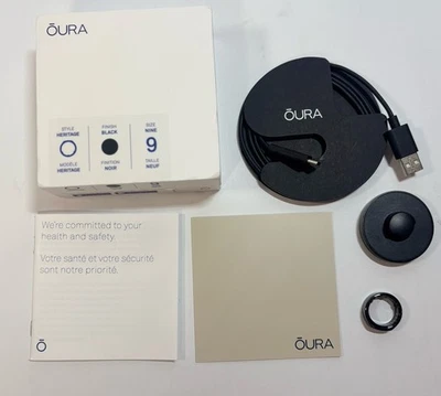 Oura Ring Gen 3 Heritage Black Size 9 - Charging Base & USB-Type C Cord Included - Image 1 of 4