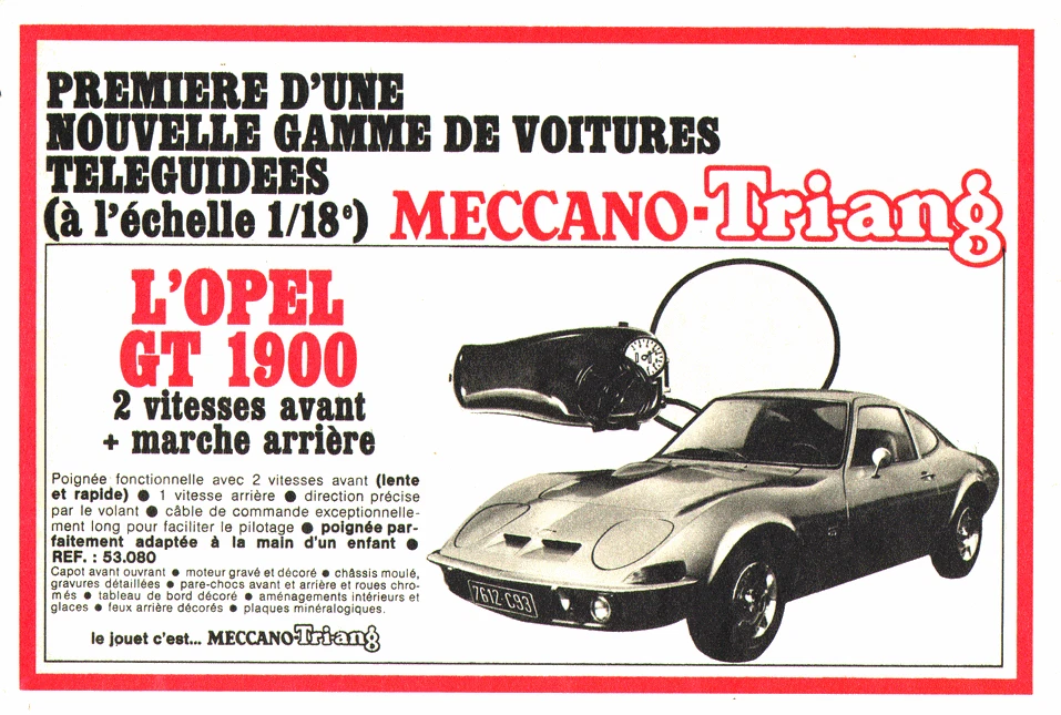 PUB  MINIATURE " DINKY TOYS "  OPEL GT 1900 TELEGUIDéE  1969 - Photo 1/1