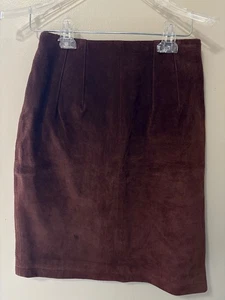 Falda Lápiz Recta Cuero Gamuza Genuino Global Identity Talla 7/8 Marrón - Imagen 1 de 7