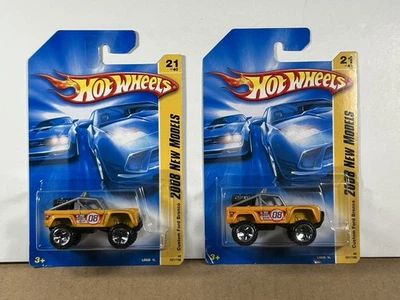Hot Wheels 2008 Nuevos Modelos Personalizados Ford Bronco Lote 2X Variante de Color Ligero Difícil de Encontrar Foto 1 de 4