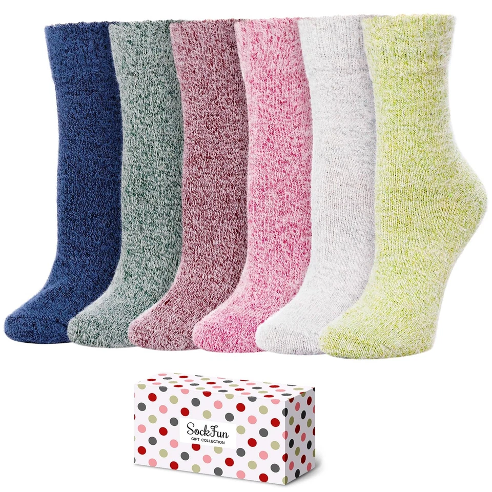 6 pares de calcetines difusos para mujer de lana para dormir suaves acogedores animales medias de Navidad Foto 1 de 4