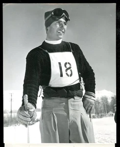 Vintage Foto Sun Valley Nachrichtenausweis Skifahrer JIMMY GRIFFITH NAT'L. CHAMPTIONSHIPS 1950 - Bild 1 von 4