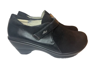 Wedge Clogs Pump Booties Sz 10 Wm Black Suede Vegan Leather JBU by Jambu Sedona - Image 1 of 4