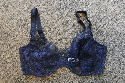 Nuevo sujetador con aros con costuras Wacoal Scene Stealer - 36DDD - negro/azul - # 855312 Foto 1 de 4