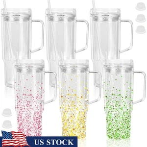 Pre Drilled Snow Globe Tumbler 40 Oz Acrylic W/ Handle 6 Pack BPA Free New - Bild 1 von 35