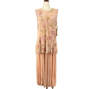 Maxi Vestido De Colección Años 90 Nuevo de Lote Antiguo American Angel Romántico Boho Rosa Floral Arrugado Rayón L - Imagen 1 de 20