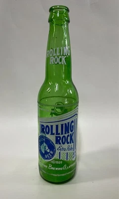 Botella de cerveza vintage de vidrio Rolling Rock años 70, Old Latrobe, PA, 1939 marca registrada Foto 1 de 4