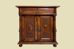 1880er ANTIK Gründerzeit Nußbaum Säulen Kommode Gastronomie Anrichte Buffet - Bild 1 von 20