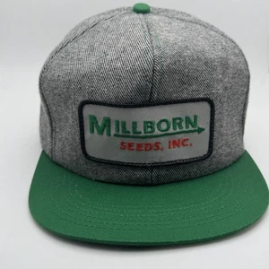 Millborn Seeds Mütze Kappe Druckknopflasche grau grün bestickt Patch Werbung Herren - Bild 1 von 4