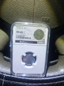 1943s Cent MS65 NGC World War II Era M6 Bazooka Rocket Bag Frag Bullion Plus 1C - Picture 1 of 2