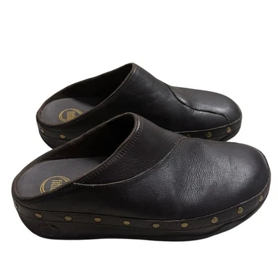 FitFlop Gogh Studsy Leather Mule Brown Women's Size 9 Studded Clog Comfort  - Image 1 of 4