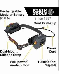 Klein Tools 60821 Hard Hat Turbo Fan für Schutzhüte und Schutzhelme Airflow - Bild 1 von 15