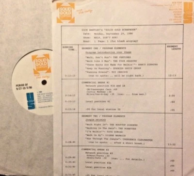 RADIO SHOW 9/29/86 WALK DON'T RUN: VENTURES, 4 SEASONS,ROY ORBISON, NEIL DIAMOND - Image 1 of 2